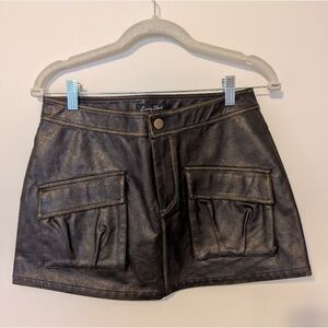 Black Faux Leather Women Shorts